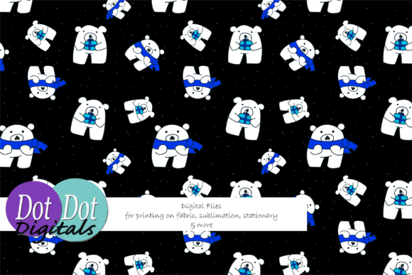 Beary Cute Polar Bears on Black W Snow