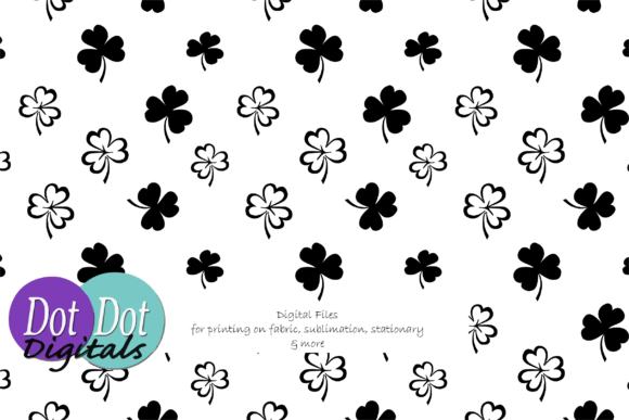 Black and White Shamrock Pattern 2
