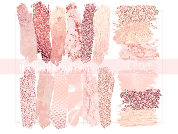 Blush Pink Rose Gold Glam Brush Strokes for Design