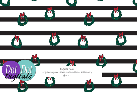 Christmas Wreath on Black White Stripes: A Versatile Design Element for Holiday Creativity