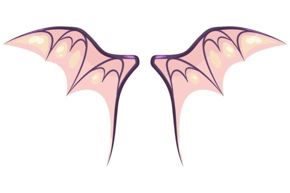 Colorful Dragon Wings Isolated on White