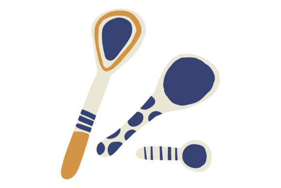 Cooking Spoons. Hand Drawn Utensils in D
