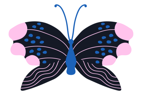 Elegant Black Butterfly. Night Insect in