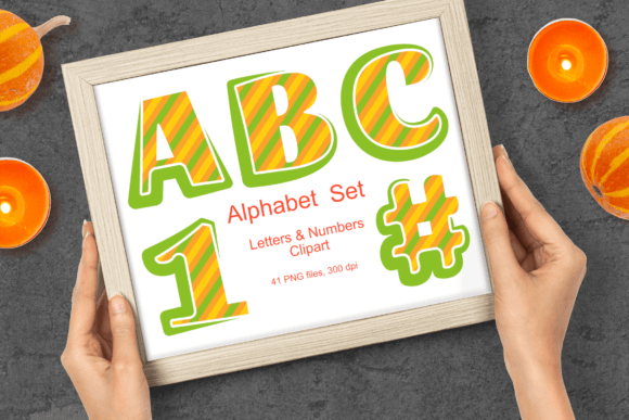 Elevating Seasonal Branding and Educational Design with Green Diagonal Striped Alphabet Clipart
