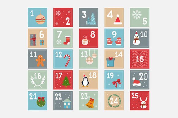 Flat Design Festive Advent Calendar: Modern Holiday Visuals