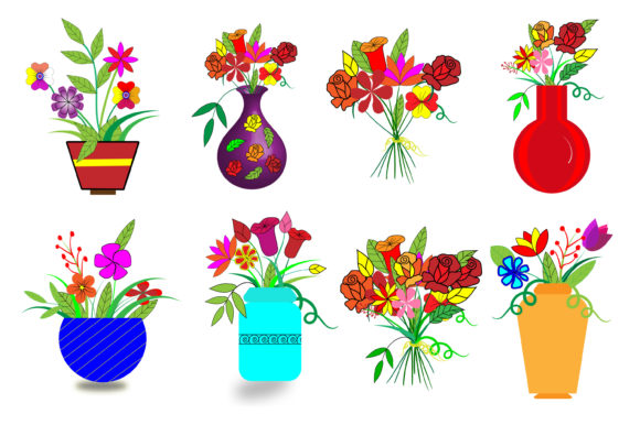 Flowers in Vases Bundle Vector: Elevating Digital Design with Timeless Floral Aesthetics