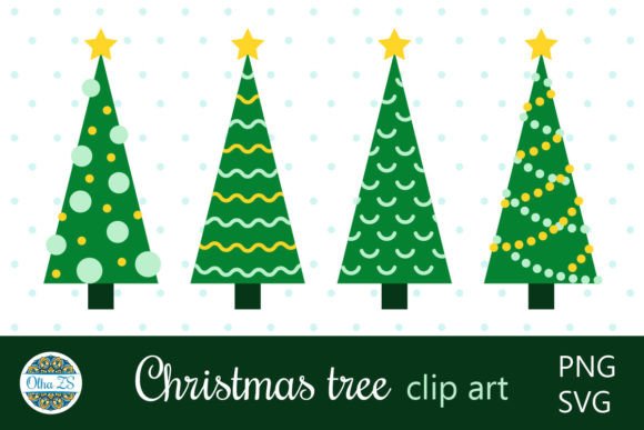 Geometric Christmas Trees SVG PNG Set