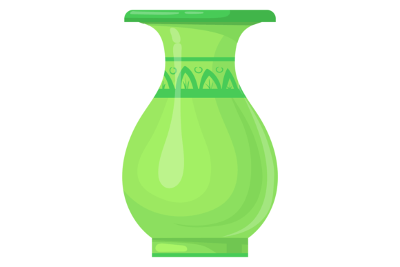 Green Retro Vase Cartoon Icon. Decorativ
