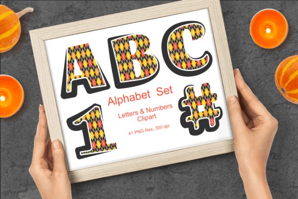 Halloween Argyle Alphabet Clipart Set
