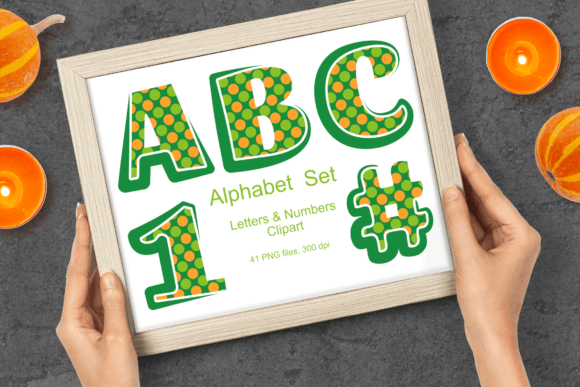 Halloween Green Polka Dots Alphabet Set