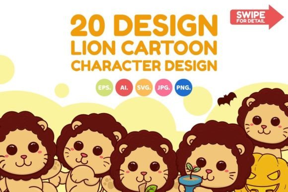 Happy Lion Adorable Cartoon Doodle