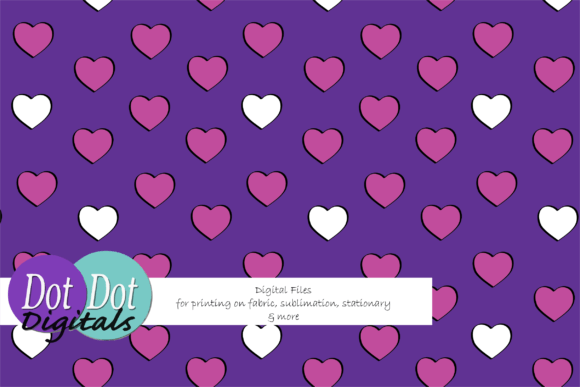 Pink and White Hearts on Purple Seamless