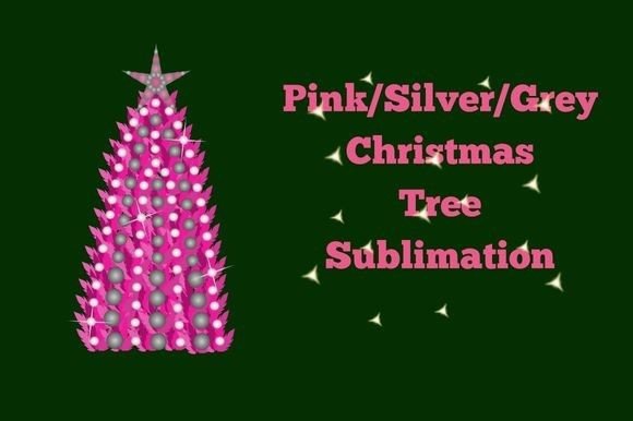 Pink Silver Christmas Tree Sublimation Design