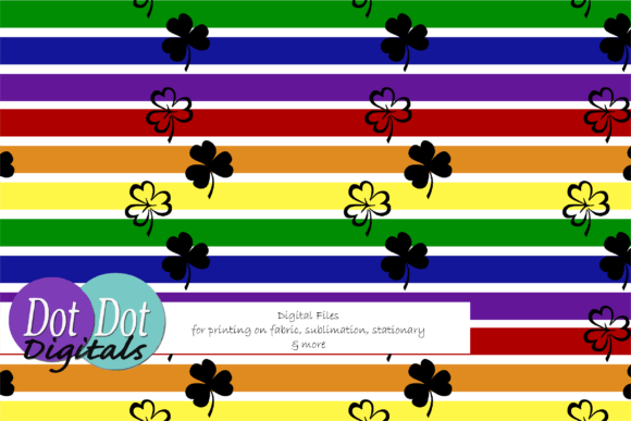Rainbow Stripes W Black Shamrocks 1: A Versatile Digital Pattern for Creative Projects