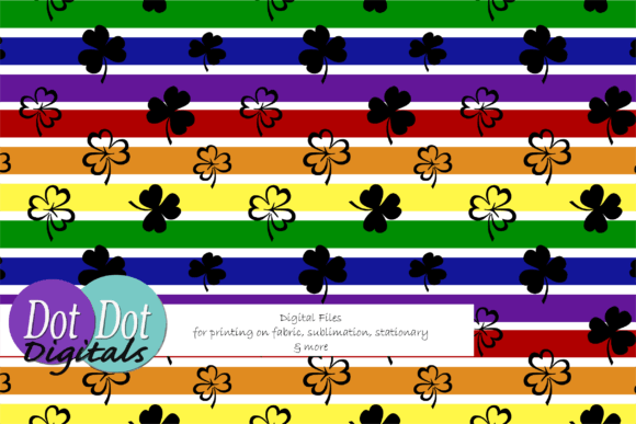 Rainbow Stripes W Black Shamrocks 2: A Versatile Digital Pattern for Every Creator