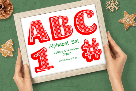 Red Monochrome Dots Alphabet Clipart PNG