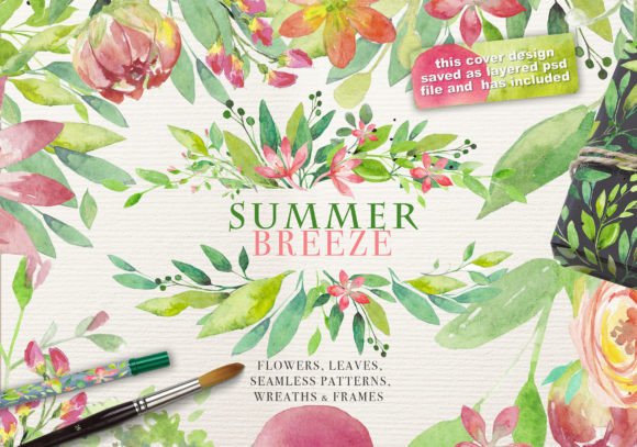 Summer Breeze: A Fresh Watercolor Botanical Set for Designers