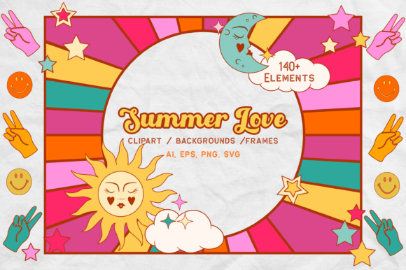 Summer Love Retro Clipart Collection