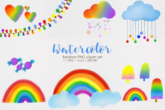 Unleashing Creativity with the Rainbow Element Watercolor Clipart Set