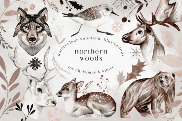 Winter Christmas Animals Birds Leaves