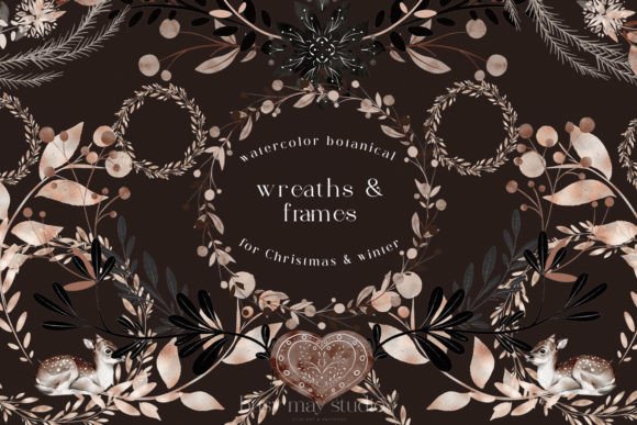 Winter Festive Frames Wreaths Christmas